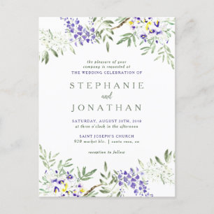 Stylish Wisteria Floral Wreath Wedding Invitation Postcard