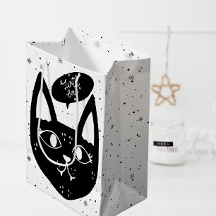Stylish With Love Scandinavian Black Cat Medium Gift Bag