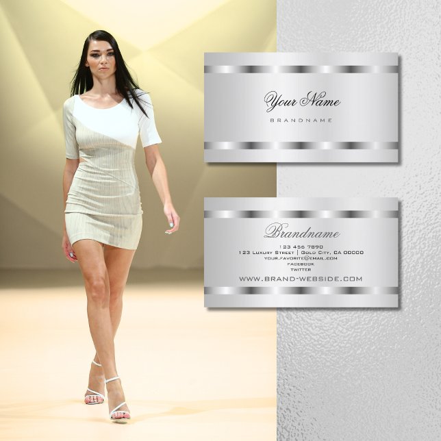 Stylish with Silver Effect Professional Promotion Business Card (Creator Uploaded)