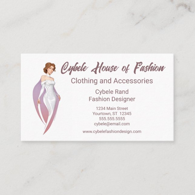 Stylish Woman Fashion Designer Clothing Store Business Card (Front)