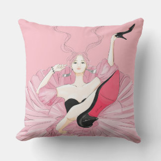 Stylish Woman in Black High Heels Watercolor Illus Cushion