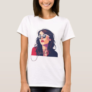 Stylish Woman in Sunglasses Pop Art T-Shirt