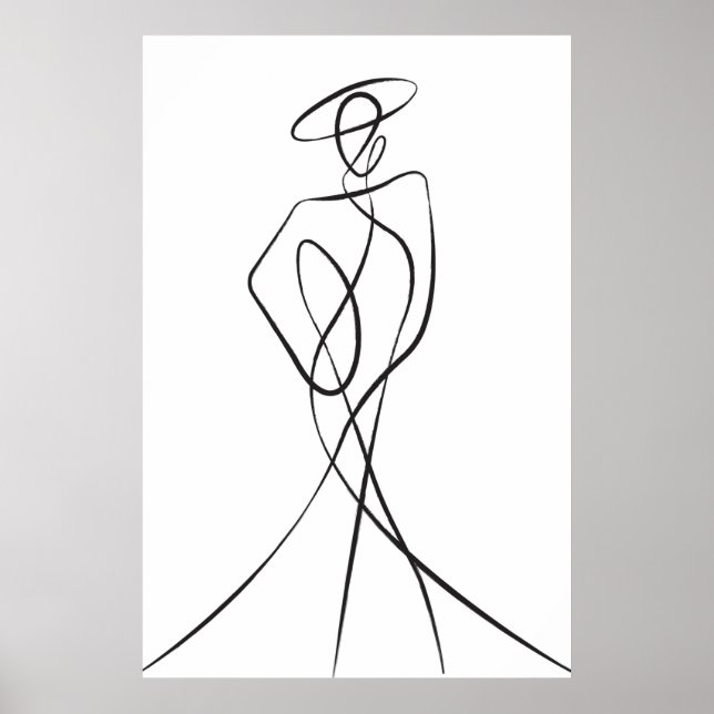 Stylish Woman Line Art Poster (Front)
