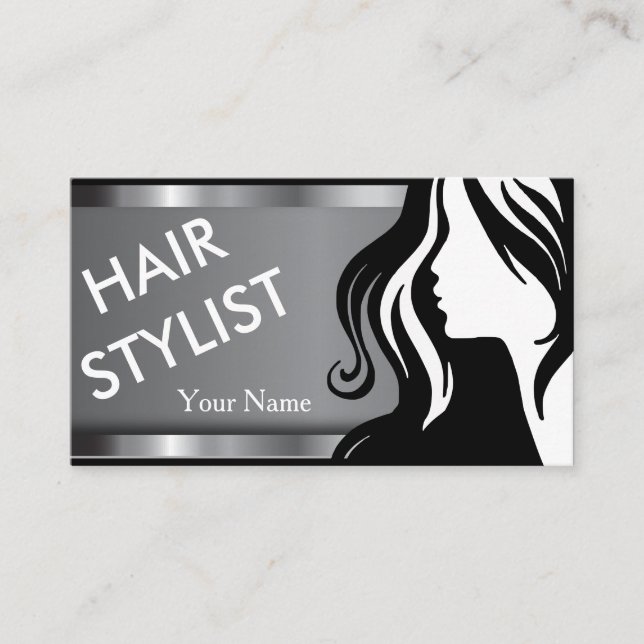 Stylish Woman Salon Hair Stylist Business Card (Front)