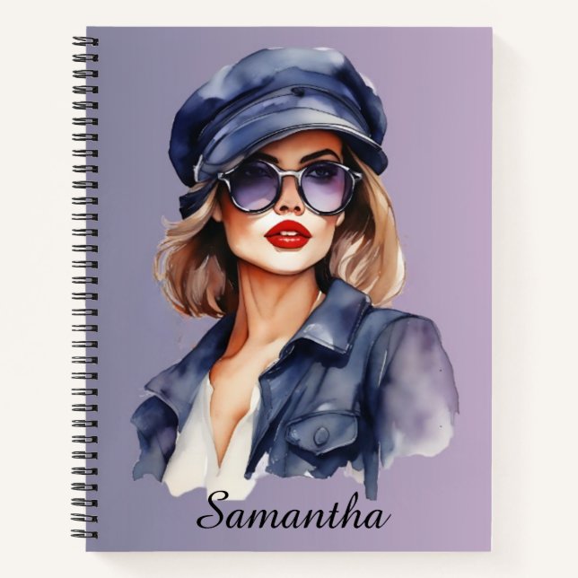 Stylish Woman Wearing a Hat Notebook (Front)