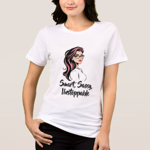 Stylish Woman with Pink Highlights Tri-Blend Shirt