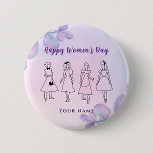 Stylish women purple Custom name Women's day 6 Cm Round Badge