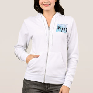 Stylish Women Silhouettes Teal Blue Fashion Hoodie