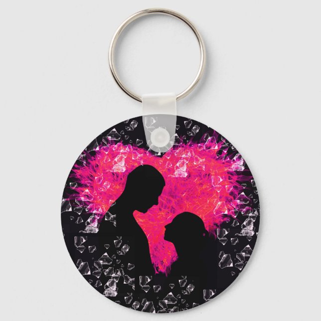 Stylish Women's Tote Bag with Romantic Love Design Key Ring (Front)