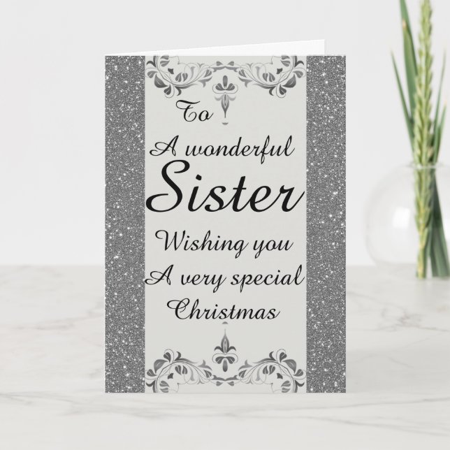 Stylish Wonderful sister Christmas card (Front)