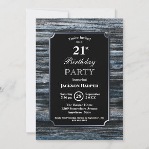 Stylish Wood 21st Birthday Party Invitation