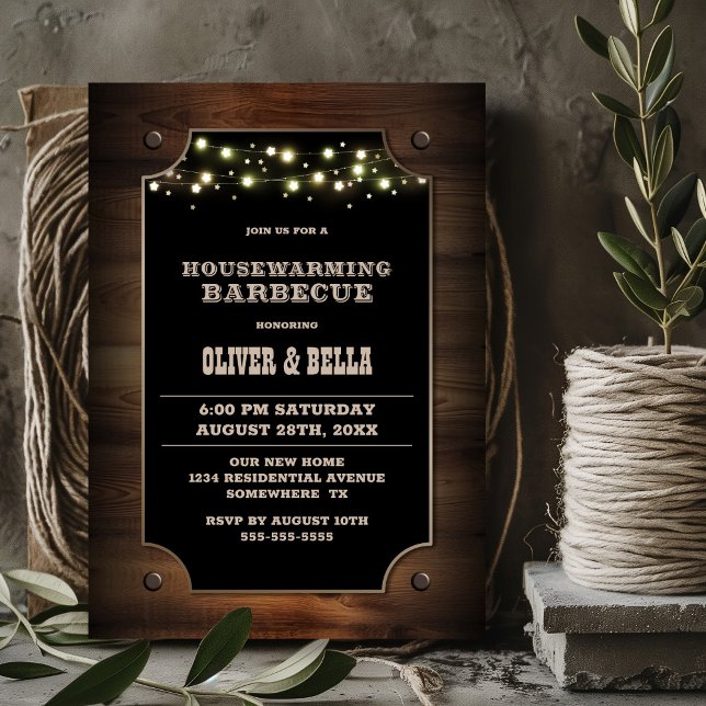 Stylish Wood Housewarming Barbecue Invitation (Creator Uploaded)