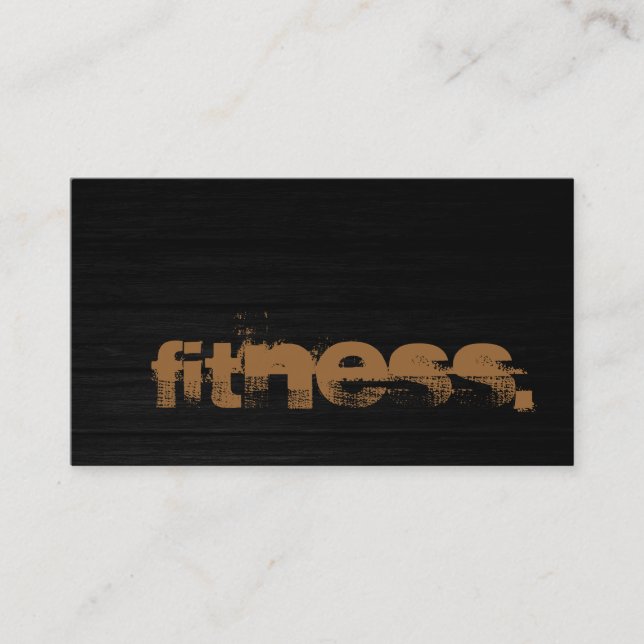 Stylish Wood Pattern Trainer Fitness Business Card (Front)