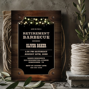 Stylish Wood Retirement Barbecue Invitation