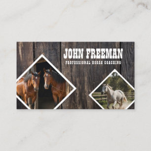 Stylish Wood Texture Horse Photos Equestrian Business Card