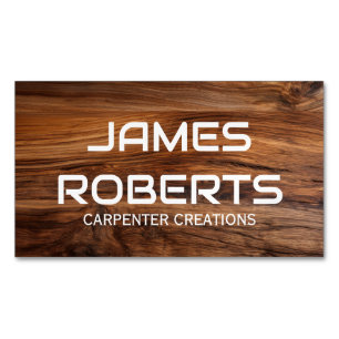 Stylish Wooden Carpentry Construction Magnetic Business Card