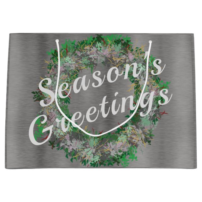 Stylish Wreath Holiday Large Gift Bag (Front)