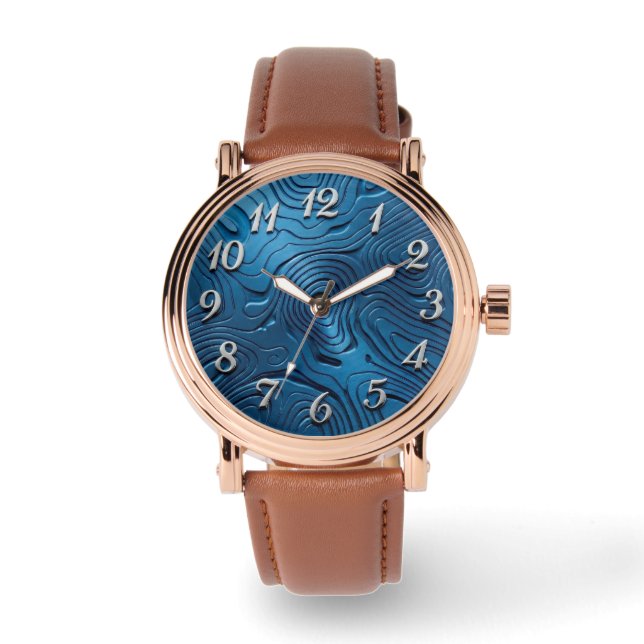 Stylish Wrist Watch Blue Dial  (Front)