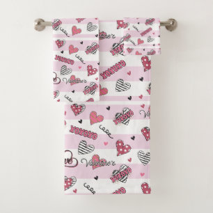 Stylish XOXO Valentine's Day Patterned Bath Towel