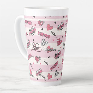 Stylish XOXO Valentine's Day Patterned  Latte Mug