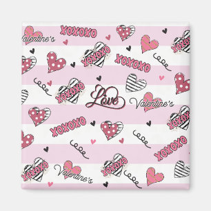 Stylish XOXO Valentine's Day Patterned Magnet