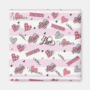 Stylish XOXO Valentine's Day Patterned Magnet