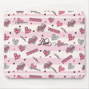 Stylish XOXO Valentine's Day Patterned   Mouse Mat