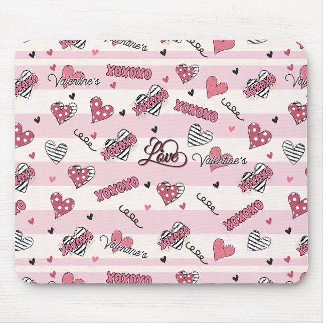 Stylish XOXO Valentine's Day Patterned   Mouse Mat (Front)