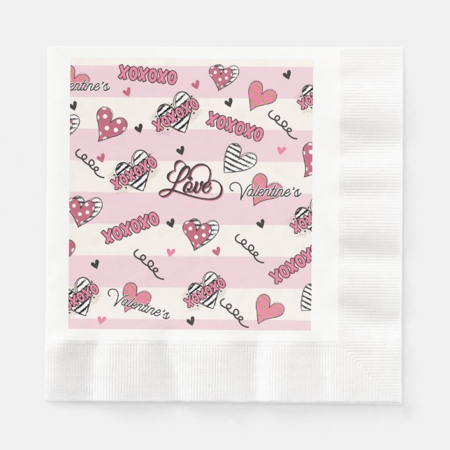Stylish XOXO Valentine's Day Patterned   Napkin (Front)