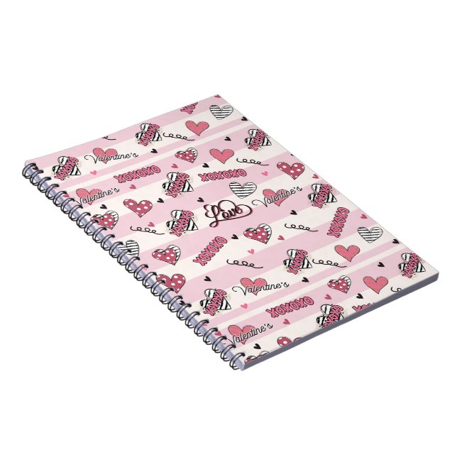 Stylish XOXO Valentine's Day Patterned   Notebook (Right Side)
