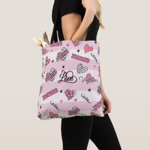 Stylish XOXO Valentine's Day Patterned Tote Bag
