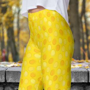 Stylish Yellow and Golden Polka Dot Pattern Leggings