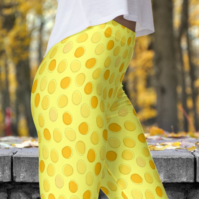 Stylish Yellow and Lazer Lemon Polka Dot Pattern Leggings (Yellows on Lazer Lemon Yellow Leggings)