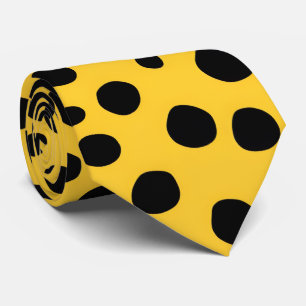 Stylish Yellow & Black Polka Dot Modern Neck Tie 