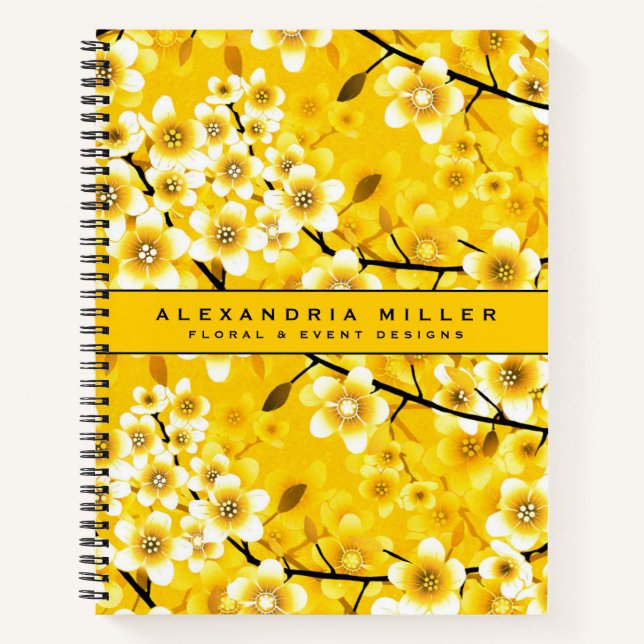 Stylish Yellow Blossoming Flowers Notebook (Front)