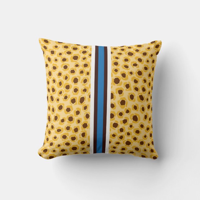 Stylish yellow cheetah print with monogram cushion (Front)