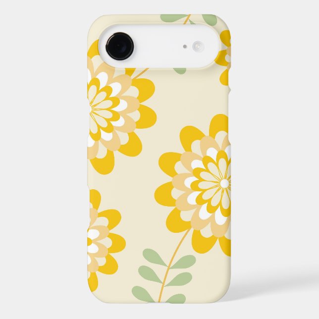 Stylish Yellow Floral Pattern - Cream Case-Mate iPhone Case (Back)