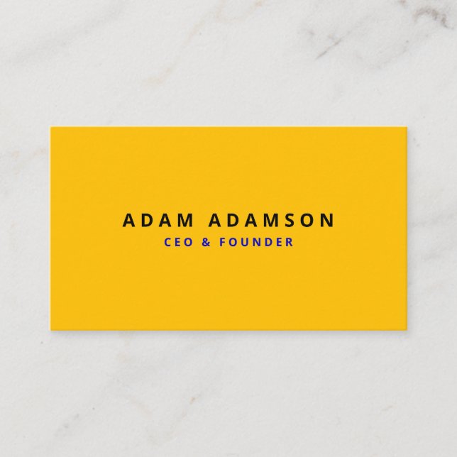 Stylish Yellow & Gold Founder Ceo President Business Card (Front)