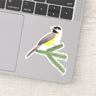 Stylish yellow & green chickadee bird Sticker
