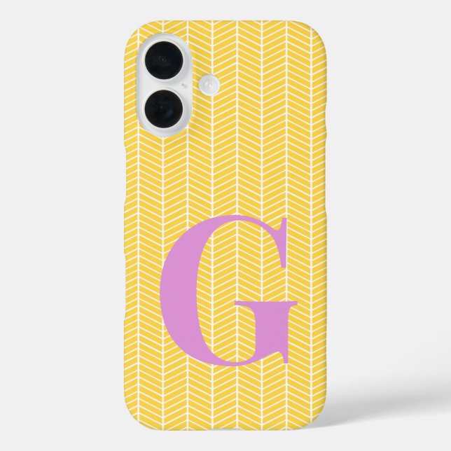 Stylish Yellow Herringbone Chevron ZigZag Monogram Case-Mate iPhone Case (Back)