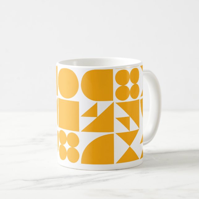 Stylish Yellow Modern Geometric Shapes Pattern Coffee Mug (Front Right)