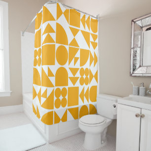 Stylish Yellow Modern Geometric Shapes Pattern Shower Curtain