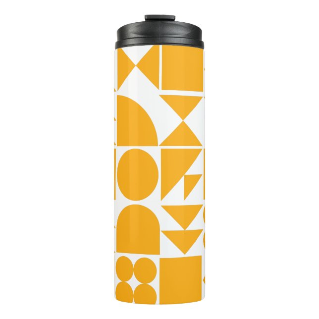 Stylish Yellow Modern Geometric Shapes Pattern Thermal Tumbler (Front)