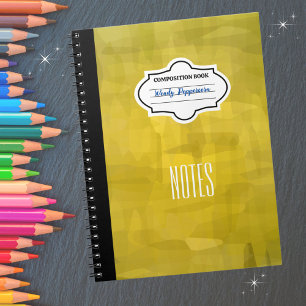 Stylish Yellow Patterned Personalised Composition Notebook