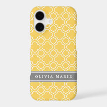 Stylish Yellow Quatrefoil Pattern with Name