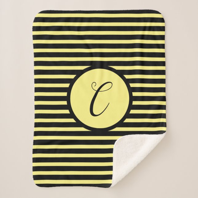 Stylish Yellow Stripes C Monogram Throw Blanket (Front)