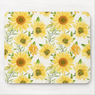 Stylish yellow sunflowers pattern mouse mat