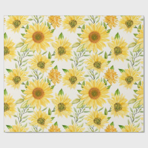 Stylish yellow sunflowers pattern wrapping paper