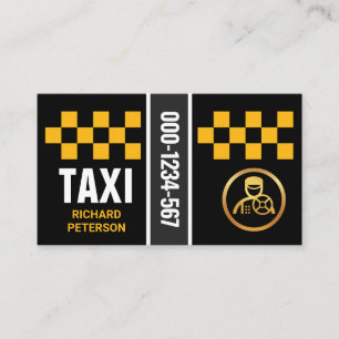 Stylish Yellow Taxi Check Boxes Driver Business Card