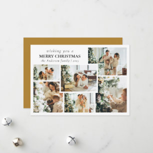 Stylish Yellow Typography Photo Collage Christmas Holiday Card